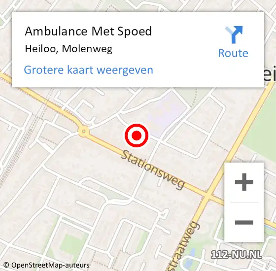 Locatie op kaart van de 112 melding: Ambulance Met Spoed Naar Heiloo, Molenweg op 9 januari 2018 17:56