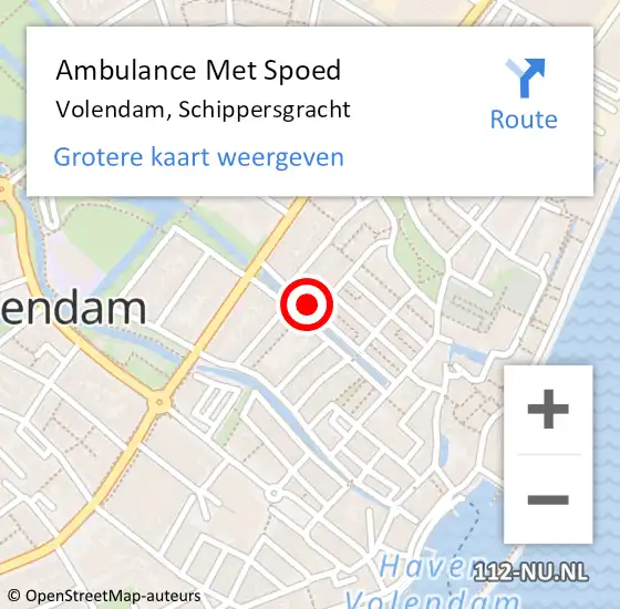 Locatie op kaart van de 112 melding: Ambulance Met Spoed Naar Volendam, Schippersgracht op 9 januari 2018 18:07