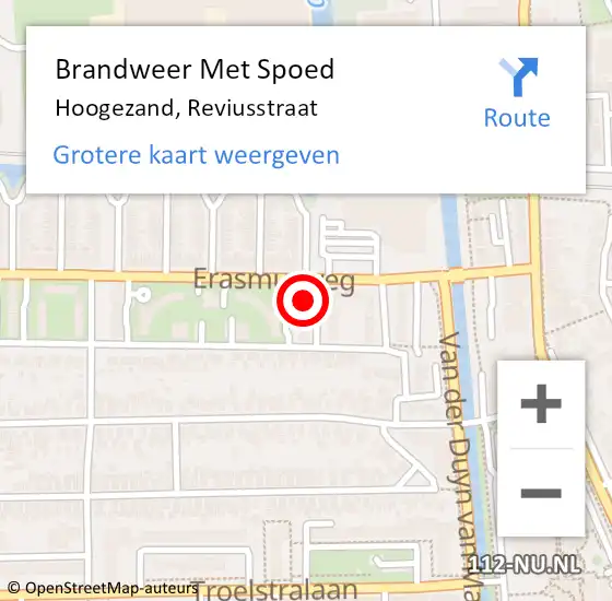 Locatie op kaart van de 112 melding: Brandweer Met Spoed Naar Hoogezand, Reviusstraat op 9 januari 2018 18:11