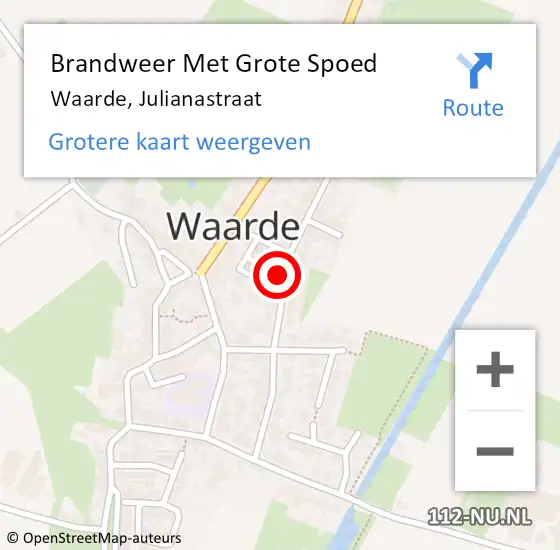 Locatie op kaart van de 112 melding: Brandweer Met Grote Spoed Naar Waarde, Julianastraat op 9 januari 2018 18:44