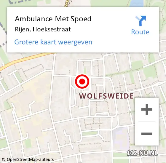 Locatie op kaart van de 112 melding: Ambulance Met Spoed Naar Rijen, Hoeksestraat op 9 januari 2018 18:47