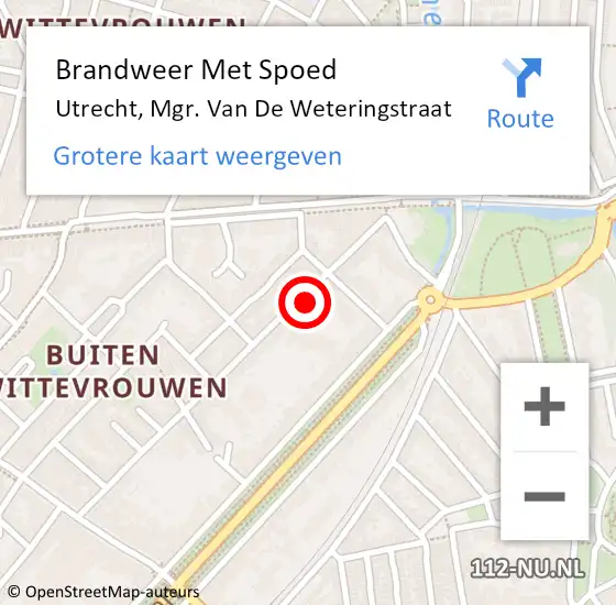 Locatie op kaart van de 112 melding: Brandweer Met Spoed Naar Utrecht, Mgr. Van De Weteringstraat op 9 januari 2018 19:56