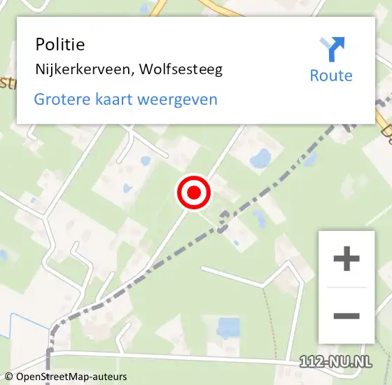 Locatie op kaart van de 112 melding: Politie Nijkerkerveen, Wolfsesteeg op 9 januari 2018 20:25