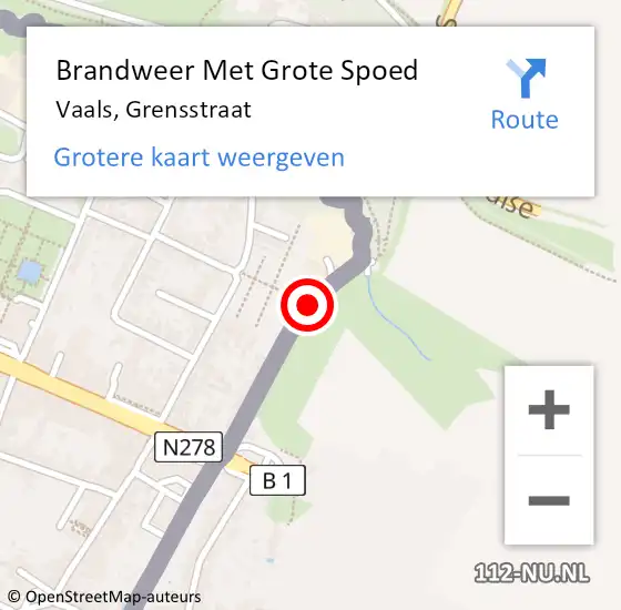 Locatie op kaart van de 112 melding: Brandweer Met Grote Spoed Naar Vaals, Grensstraat op 9 januari 2018 21:04