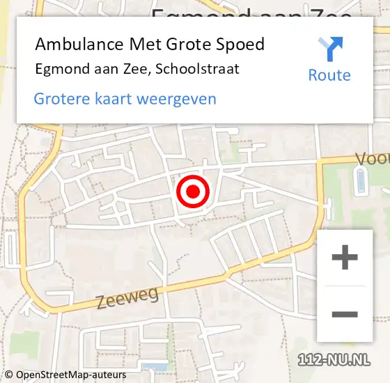 Locatie op kaart van de 112 melding: Ambulance Met Grote Spoed Naar Egmond aan Zee, Schoolstraat op 9 januari 2018 22:29