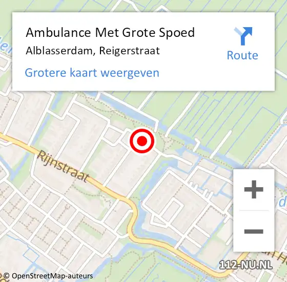 Locatie op kaart van de 112 melding: Ambulance Met Grote Spoed Naar Alblasserdam, Reigerstraat op 9 januari 2018 22:41