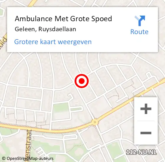 Locatie op kaart van de 112 melding: Ambulance Met Grote Spoed Naar Geleen, Ruysdaellaan op 12 februari 2014 16:46