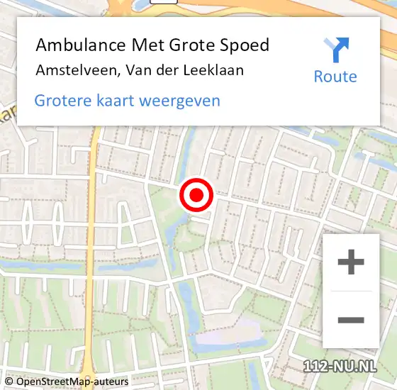 Locatie op kaart van de 112 melding: Ambulance Met Grote Spoed Naar Amstelveen, Haagkerslaan op 10 januari 2018 00:30