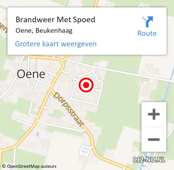 Locatie op kaart van de 112 melding: Brandweer Met Spoed Naar Oene, Beukenhaag op 10 januari 2018 05:15