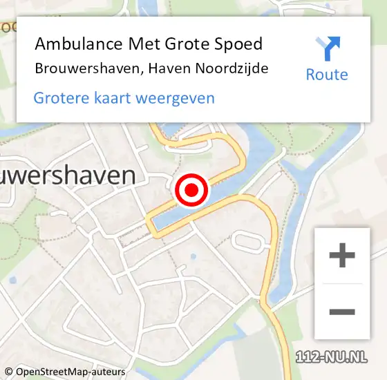 Locatie op kaart van de 112 melding: Ambulance Met Grote Spoed Naar Brouwershaven, Haven Noordzijde op 10 januari 2018 05:55