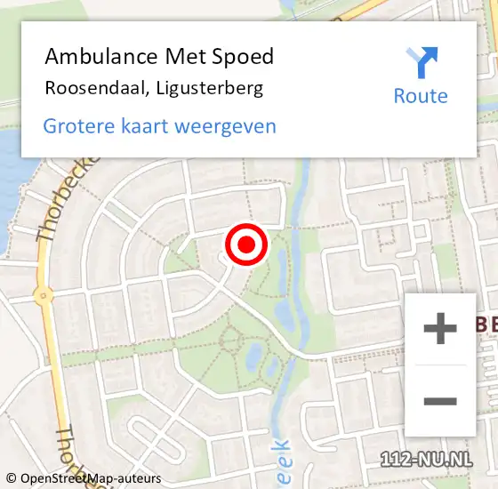 Locatie op kaart van de 112 melding: Ambulance Met Spoed Naar Roosendaal, Ligusterberg op 10 januari 2018 06:04