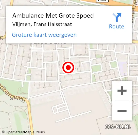 Locatie op kaart van de 112 melding: Ambulance Met Grote Spoed Naar Vlijmen, Frans Halsstraat op 10 januari 2018 06:06