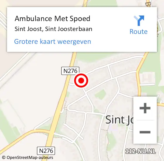 Locatie op kaart van de 112 melding: Ambulance Met Spoed Naar Sint Joost, Sint Joosterbaan op 10 januari 2018 06:25
