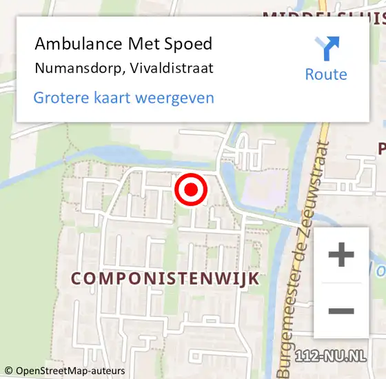 Locatie op kaart van de 112 melding: Ambulance Met Spoed Naar Numansdorp, Vivaldistraat op 10 januari 2018 06:41