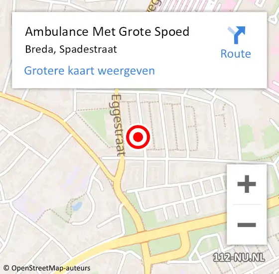 Locatie op kaart van de 112 melding: Ambulance Met Grote Spoed Naar Breda, Spadestraat op 10 januari 2018 06:42