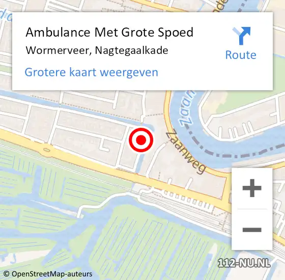 Locatie op kaart van de 112 melding: Ambulance Met Grote Spoed Naar Wormerveer, Nagtegaalkade op 10 januari 2018 08:08