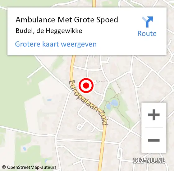 Locatie op kaart van de 112 melding: Ambulance Met Grote Spoed Naar Budel, de Heggewikke op 10 januari 2018 08:41