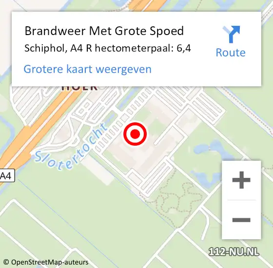 Locatie op kaart van de 112 melding: Brandweer Met Grote Spoed Naar Schiphol, A4 R hectometerpaal: 6,4 op 10 januari 2018 08:42