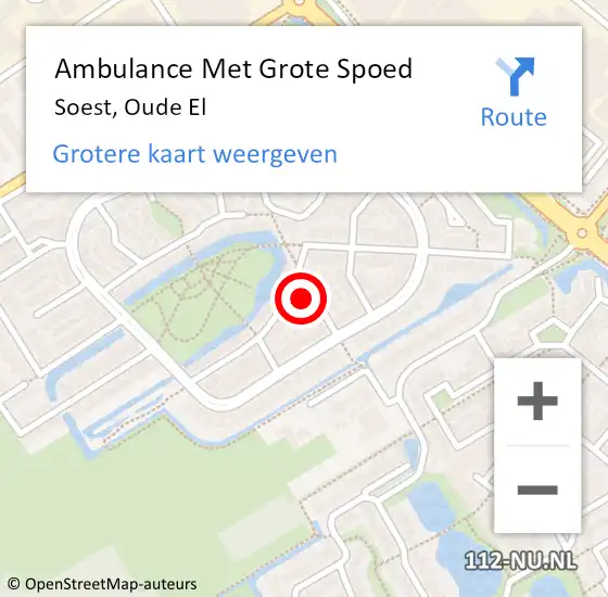 Locatie op kaart van de 112 melding: Ambulance Met Grote Spoed Naar Soest, Oude El op 10 januari 2018 08:50