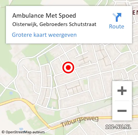 Locatie op kaart van de 112 melding: Ambulance Met Spoed Naar Oisterwijk, Gebroeders Schutstraat op 10 januari 2018 10:04