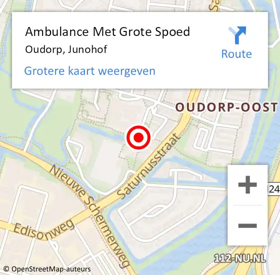Locatie op kaart van de 112 melding: Ambulance Met Grote Spoed Naar Oudorp, Junohof op 10 januari 2018 10:24