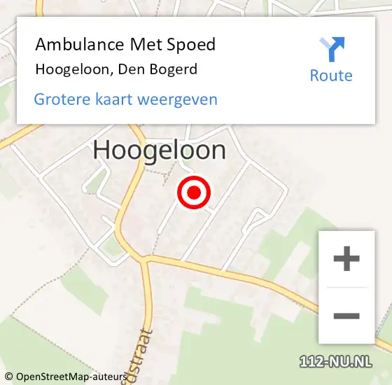 Locatie op kaart van de 112 melding: Ambulance Met Spoed Naar Hoogeloon, Den Bogerd op 10 januari 2018 11:03