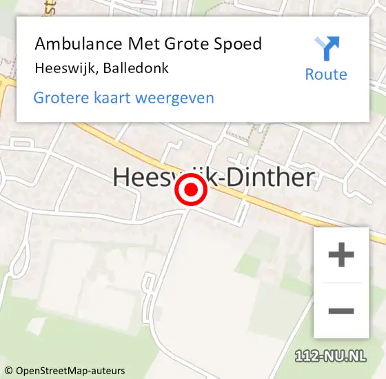 Locatie op kaart van de 112 melding: Ambulance Met Grote Spoed Naar Heeswijk, Balledonk op 10 januari 2018 11:39