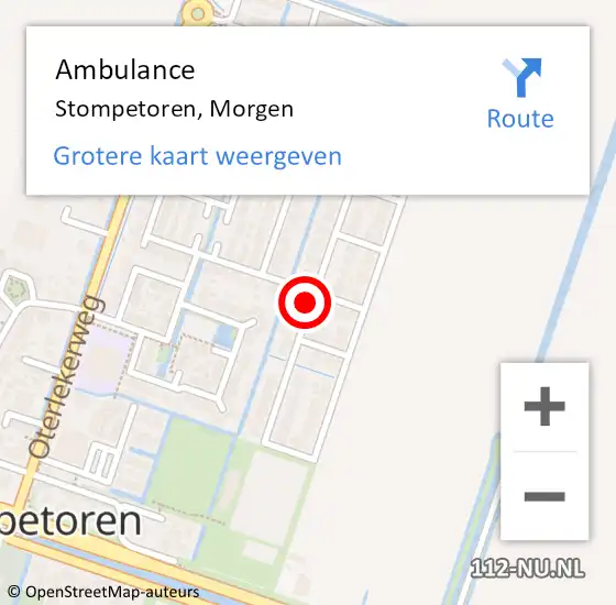 Locatie op kaart van de 112 melding: Ambulance Stompetoren, Morgen op 10 januari 2018 11:55