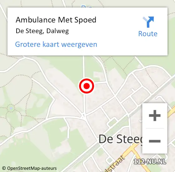 Locatie op kaart van de 112 melding: Ambulance Met Spoed Naar De Steeg, Dalweg op 10 januari 2018 11:55