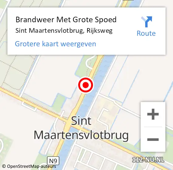 Locatie op kaart van de 112 melding: Brandweer Met Grote Spoed Naar Sint Maartensvlotbrug, Rijksweg op 10 januari 2018 11:56