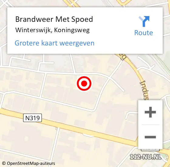 Locatie op kaart van de 112 melding: Brandweer Met Spoed Naar Winterswijk, Koningsweg op 10 januari 2018 12:07