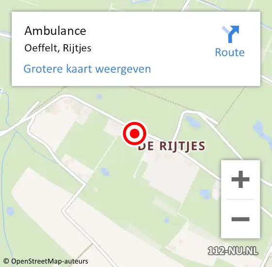 Locatie op kaart van de 112 melding: Ambulance Oeffelt, Rijtjes op 10 januari 2018 12:17