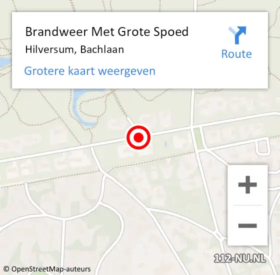 Locatie op kaart van de 112 melding: Brandweer Met Grote Spoed Naar Hilversum, Bachlaan op 10 januari 2018 12:27