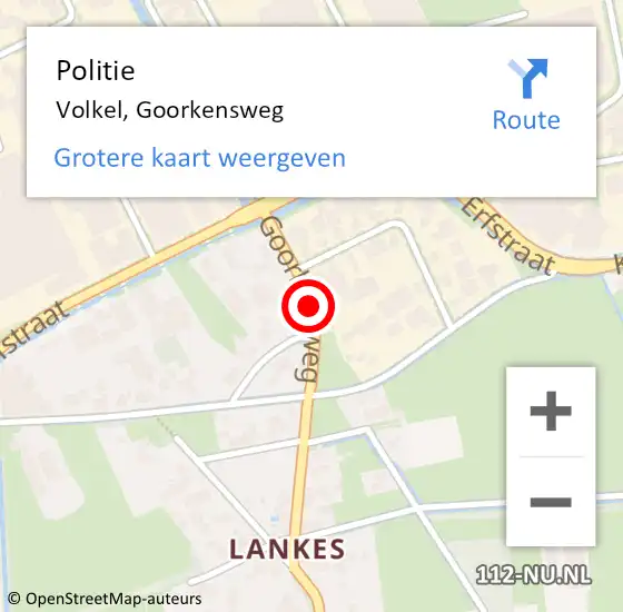 Locatie op kaart van de 112 melding: Politie Volkel, Goorkensweg op 10 januari 2018 12:45