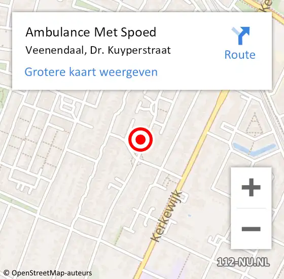 Locatie op kaart van de 112 melding: Ambulance Met Spoed Naar Veenendaal, Dr. Kuyperstraat op 10 januari 2018 13:11