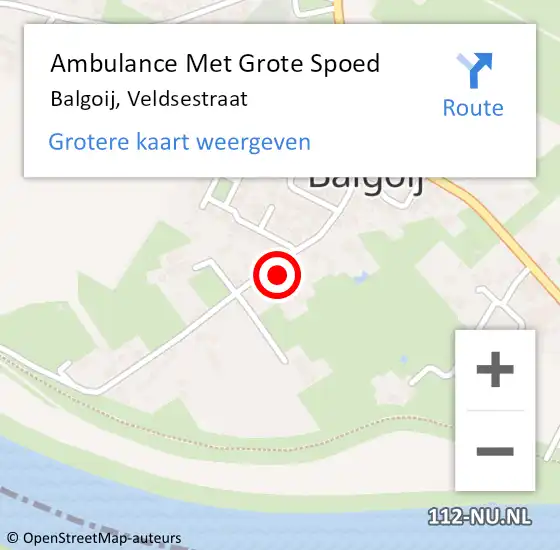 Locatie op kaart van de 112 melding: Ambulance Met Grote Spoed Naar Balgoij, Veldsestraat op 12 februari 2014 17:47