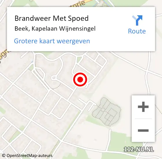 Locatie op kaart van de 112 melding: Brandweer Met Spoed Naar Beek, Kapelaan Wijnensingel op 10 januari 2018 13:12