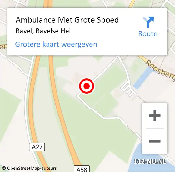 Locatie op kaart van de 112 melding: Ambulance Met Grote Spoed Naar Bavel, Bavelse Hei op 10 januari 2018 13:40