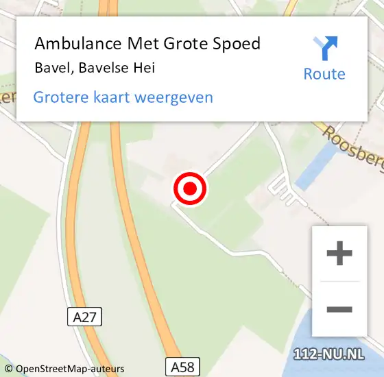 Locatie op kaart van de 112 melding: Ambulance Met Grote Spoed Naar Bavel, Bavelse Hei op 10 januari 2018 13:40