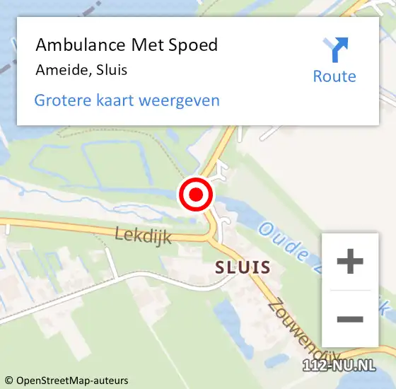 Locatie op kaart van de 112 melding: Ambulance Met Spoed Naar Ameide, Sluis op 10 januari 2018 13:54