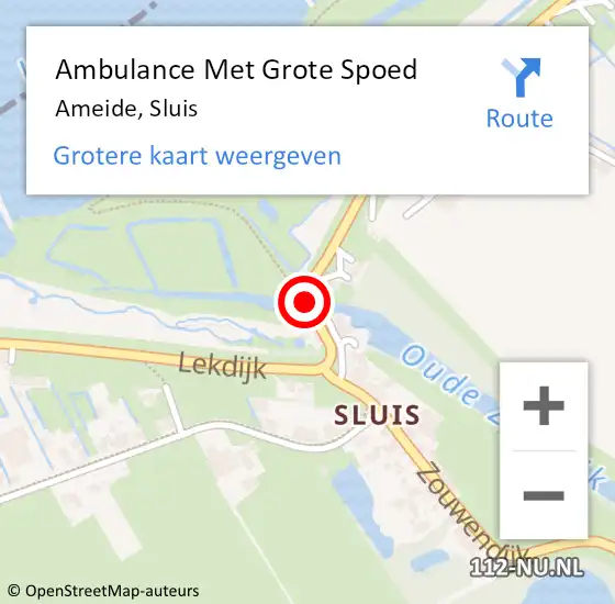 Locatie op kaart van de 112 melding: Ambulance Met Grote Spoed Naar Ameide, Sluis op 10 januari 2018 13:55