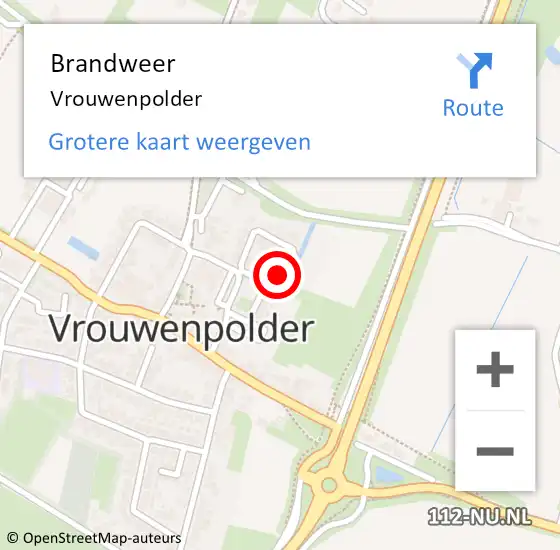 Locatie op kaart van de 112 melding: Brandweer Vrouwenpolder op 10 januari 2018 14:00