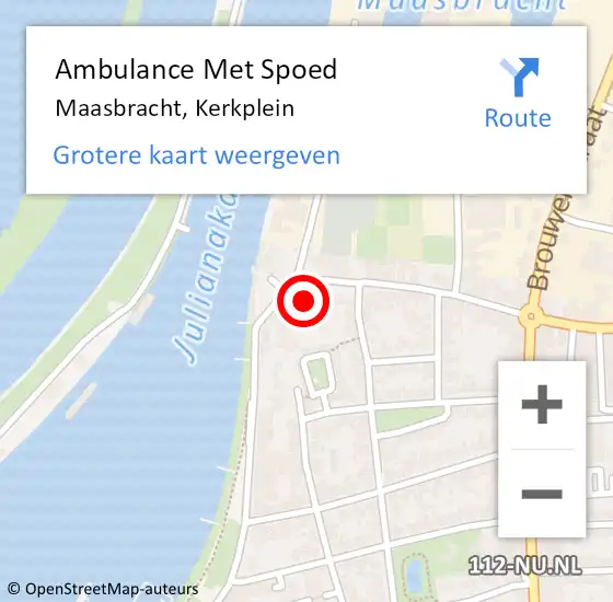 Locatie op kaart van de 112 melding: Ambulance Met Spoed Naar Maasbracht, Kerkplein op 10 januari 2018 14:22