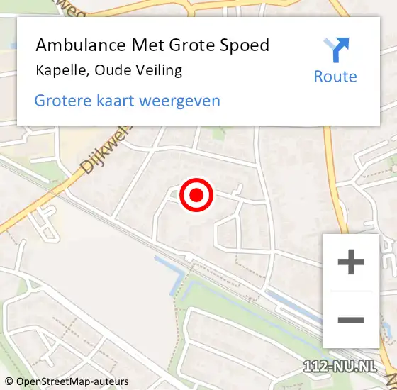 Locatie op kaart van de 112 melding: Ambulance Met Grote Spoed Naar Kapelle, Oude Veiling op 10 januari 2018 14:27