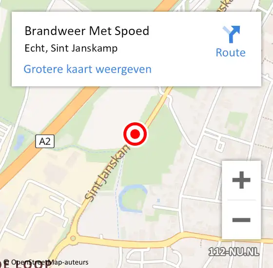Locatie op kaart van de 112 melding: Brandweer Met Spoed Naar Echt, Sint Janskamp op 10 januari 2018 15:04