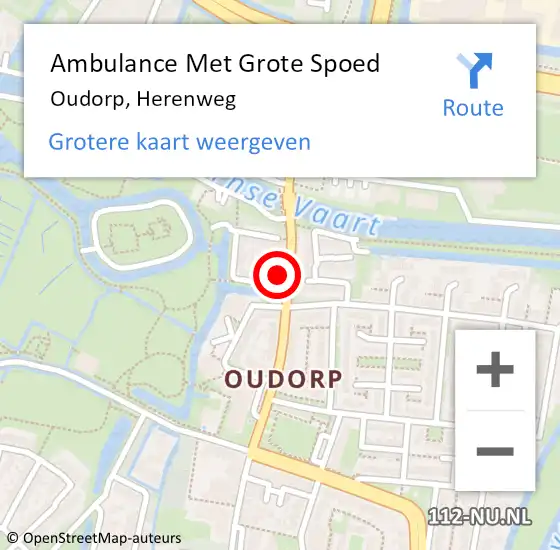 Locatie op kaart van de 112 melding: Ambulance Met Grote Spoed Naar Oudorp, Herenweg op 10 januari 2018 15:15