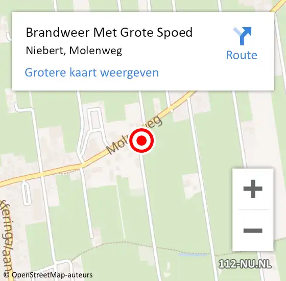 Locatie op kaart van de 112 melding: Brandweer Met Grote Spoed Naar Niebert, Molenweg op 10 januari 2018 15:19