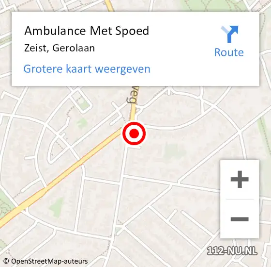 Locatie op kaart van de 112 melding: Ambulance Met Spoed Naar Zeist, Gerolaan op 10 januari 2018 15:32