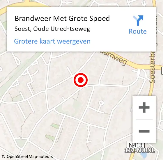Locatie op kaart van de 112 melding: Brandweer Met Grote Spoed Naar Soest, Oude Utrechtseweg op 10 januari 2018 15:40