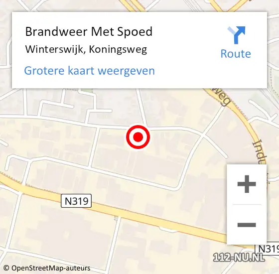 Locatie op kaart van de 112 melding: Brandweer Met Spoed Naar Winterswijk, Koningsweg op 10 januari 2018 15:54